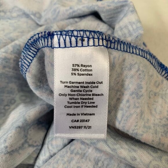 T by Talbots floral paisley crop cap sleeve wide crewneck lightweight knit top - Picture 9 of 11